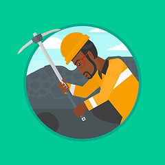 Image showing Miner working with pickaxe vector illustration.