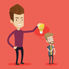 Image showing Businessman giving idea light bulb to his partner.