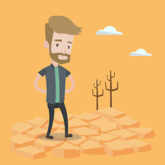 Image showing Sad man in the desert vector illustration.