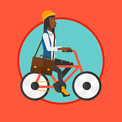 Image showing Woman riding bicycle vector illustration.