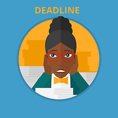 Image showing Business woman having problem with deadline.