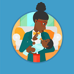 Image showing Mother feeding baby vector illustration.