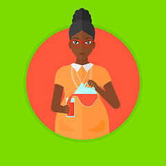 Image showing Pregnant woman pouring juice vector illustration.