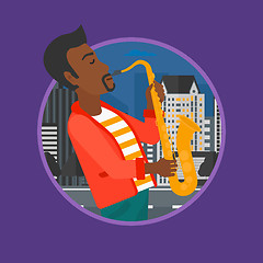 Image showing Musician playing on saxophone vector illustration.