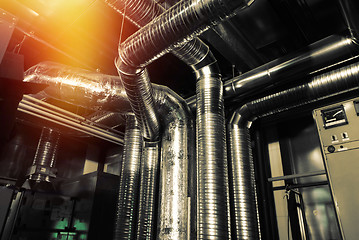 Image showing Ventilation pipes of an air condition