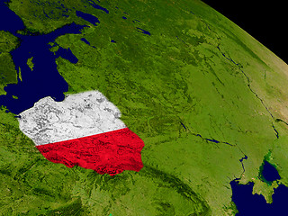 Image showing Poland with flag on Earth