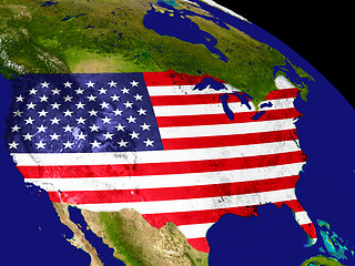 Image showing USA with flag on Earth