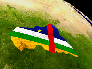 Image showing Central Africa with flag on Earth