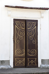 Image showing decorated the door of the building