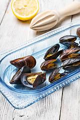 Image showing Cooked sea mussels