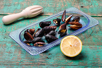 Image showing Cooked sea mussels