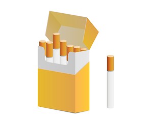 Image showing pack of cigarettes and one cigarette out of pack