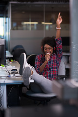 Image showing portrait of a young successful African-American woman in modern 