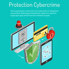 Image showing Cyber crime protection isometric concept