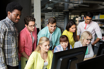 Image showing international students with computers at library