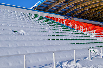 Image showing Background chairs at stadium , winter