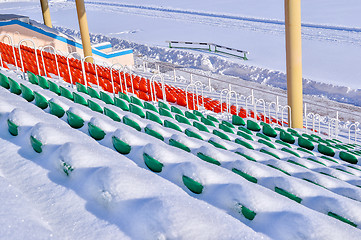 Image showing Background chairs at stadium , winter