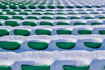 Image showing Background chairs at stadium , winter