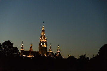 Image showing Vienna townhall at night