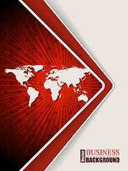 Image showing Abstract red brochure with stars and world map