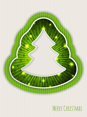 Image showing Green christmas greeting with bursting christmas tree