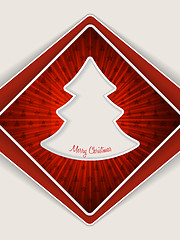 Image showing Red christmas greeting with bursting christmas tree