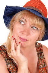 Image showing Blond woman with hat.