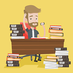 Image showing Despair man working in office vector illustration.