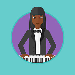 Image showing Woman playing piano vector illustration.