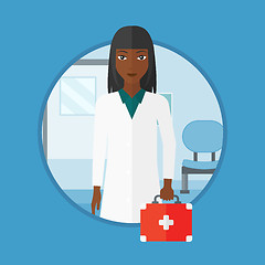 Image showing Doctor with first aid box vector illustration.