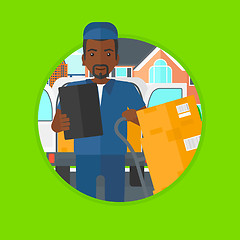 Image showing Delivery man with cardboard boxes.