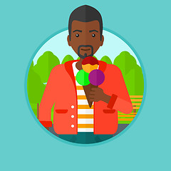 Image showing Man eating ice cream vector illustration.