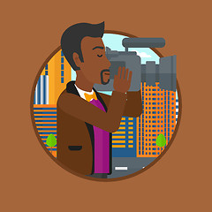 Image showing Cameraman with video camera vector illustration.