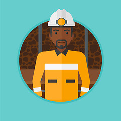 Image showing Confident miner in hardhat vector illustration.