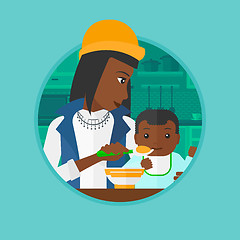 Image showing Mother feeding baby vector illustration.