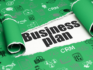 Image showing Finance concept: black text Business Plan under the piece of  torn paper