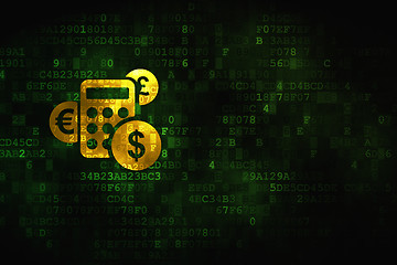 Image showing Marketing concept: Calculator on digital background