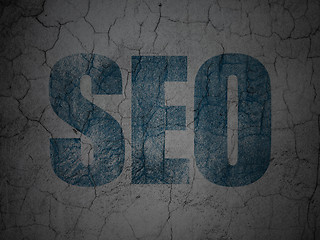 Image showing Web development concept: SEO on grunge wall background
