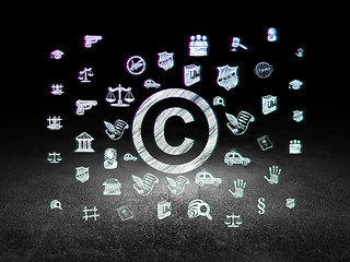 Image showing Law concept: Copyright in grunge dark room