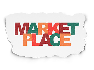 Image showing Marketing concept: Marketplace on Torn Paper background