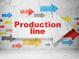 Image showing Industry concept: arrow with Production Line on grunge wall background