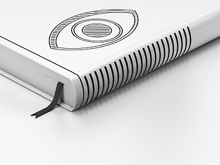 Image showing Safety concept: closed book, Eye on white background