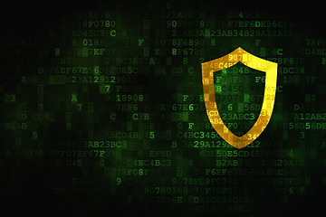 Image showing Privacy concept: Contoured Shield on digital background