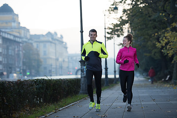 Image showing young  couple jogging