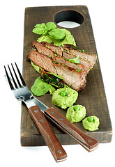 Image showing Roasted Pork and Green Pea Puree