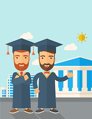 Image showing Two men wearing graduation cap.