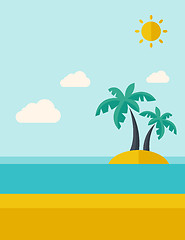 Image showing Tropical sea island with palm trees.