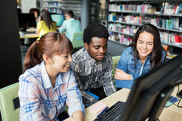 Image showing international students with computers at library