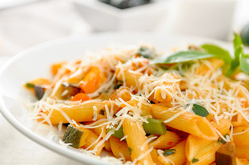 Image showing pasta whith vegetables on the plate