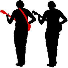 Image showing Silhouette musician plays the guitar.